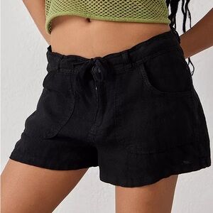 Urban Outfitters BDG Black 100% Linen Shorts - w/ drawstring